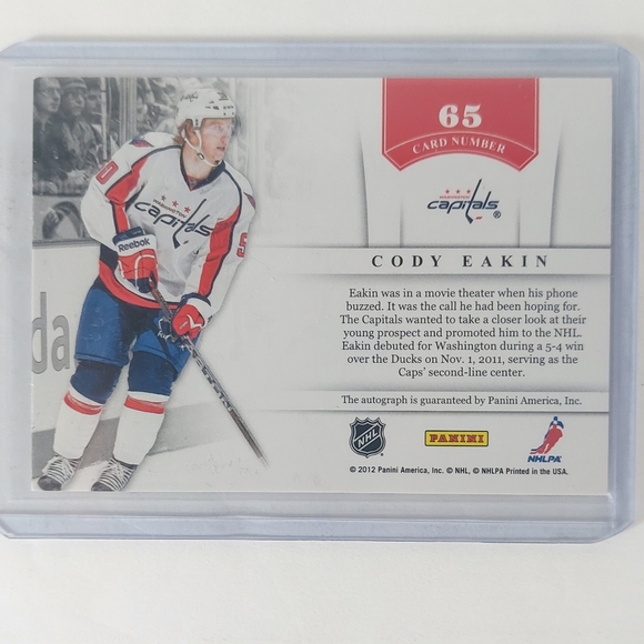 Cody Eakin 2011-12 Panini Contenders NHL Ink Autographed Hockey Card Capitals - Picture 2 of 2